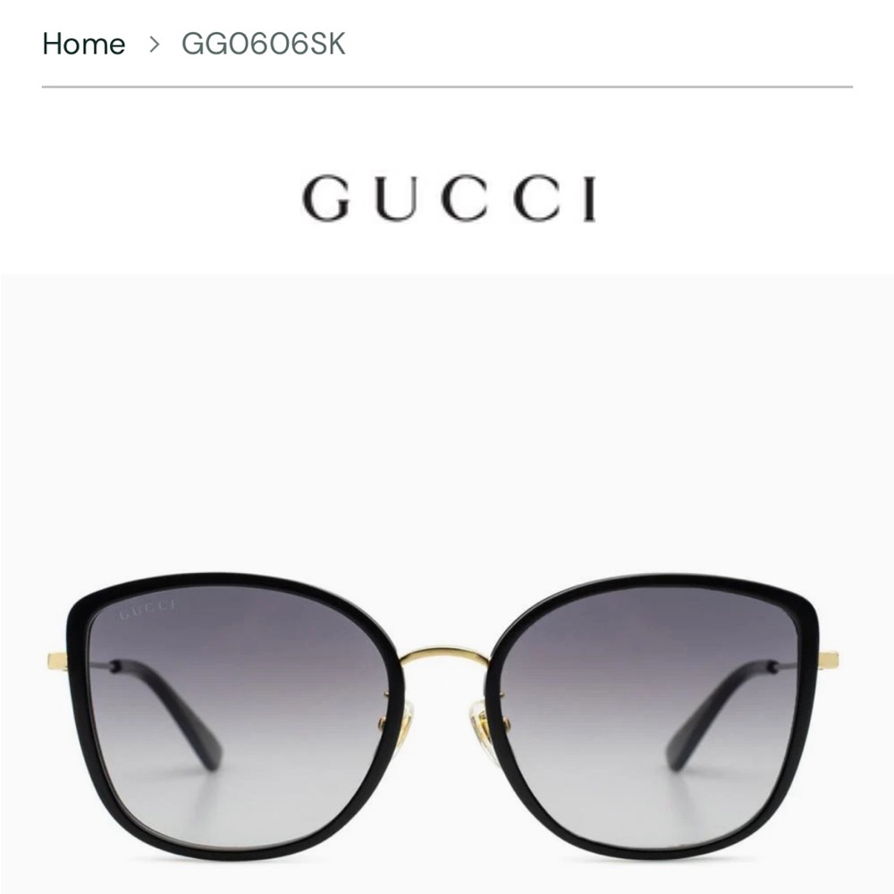Gucci Black Gold Sunglasses with Gradient Lenses Gg0606sk butterfly authentic!